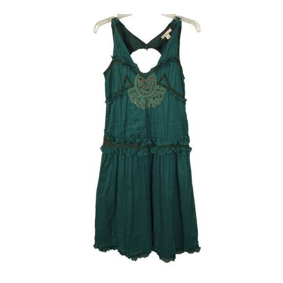Urban Outfitters Lux Steampunk Victorian Green Ruffle Midi Dress Size 5 - Picture 2 of 16